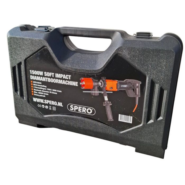 AKTIESET 1500Watt - Soft Impact 48000 S/min Diamantboormachine SPB1003S - Droog Beton - Spero - MZS TOOLS