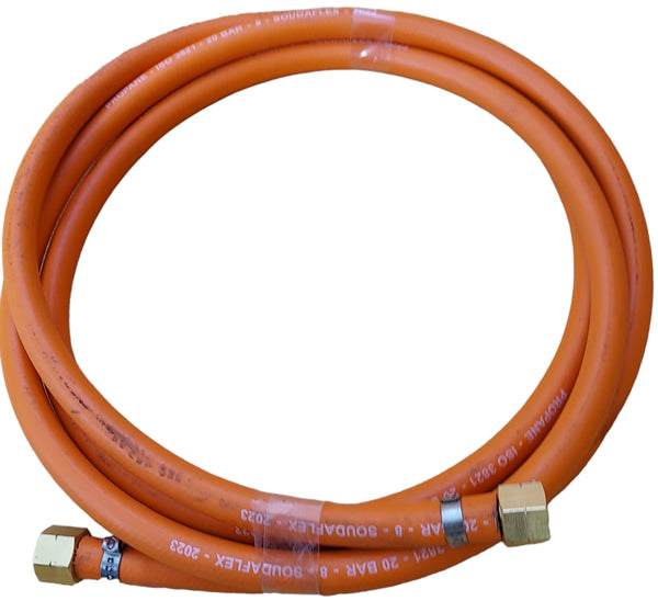 5 meter propaanslang incl. 3/8 koppelingen met slangenklemmen