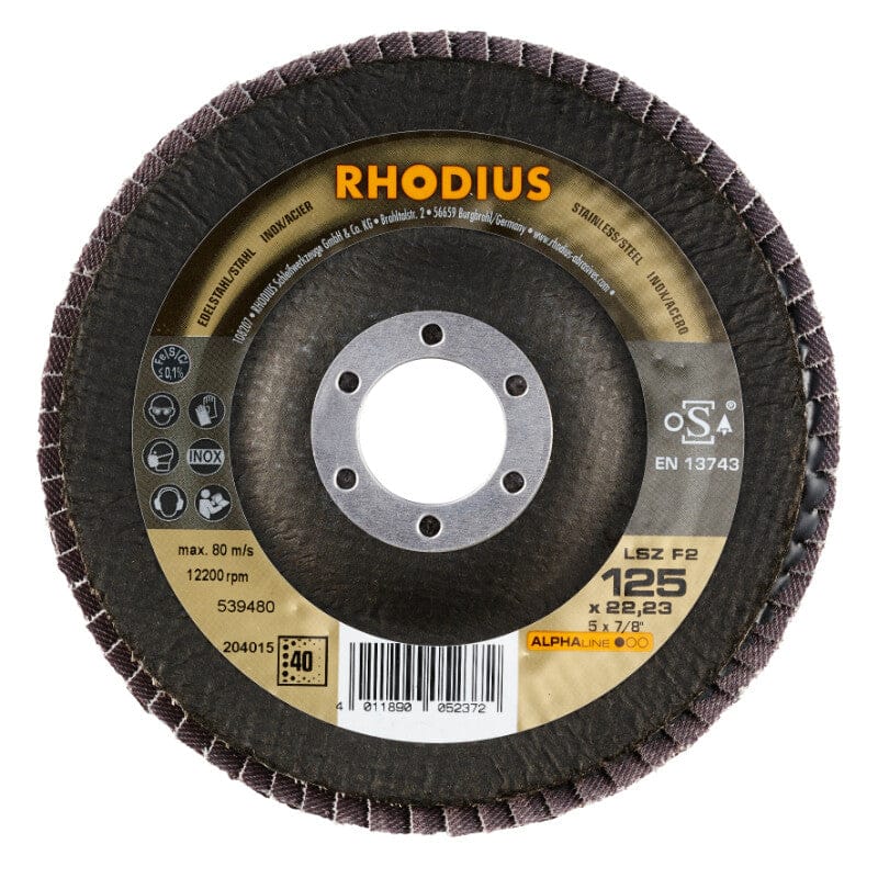 Lamellen schijf afgeschuind Ø125, 22mm, K40RhodiusMZS Gereedschap