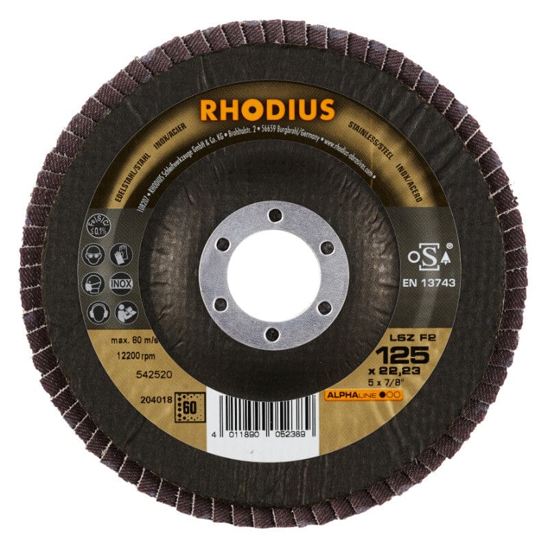 Lamellen schijf afgeschuind Ø125, 22mm, K60RhodiusMZS Gereedschap