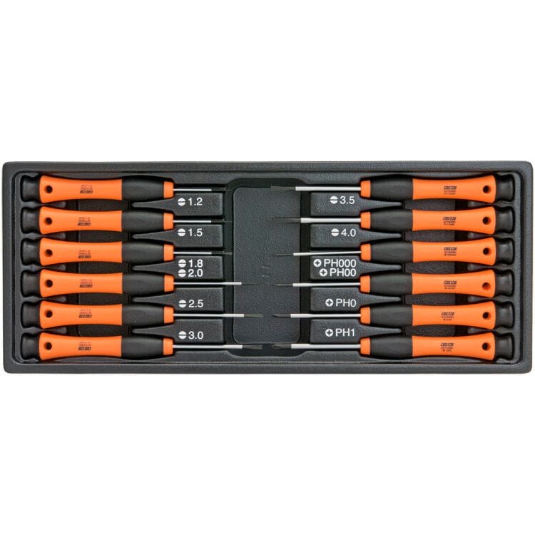 Micro schroevendraaierset, 12dlg (plat+PH), S - ModuleCustorMZS Gereedschap