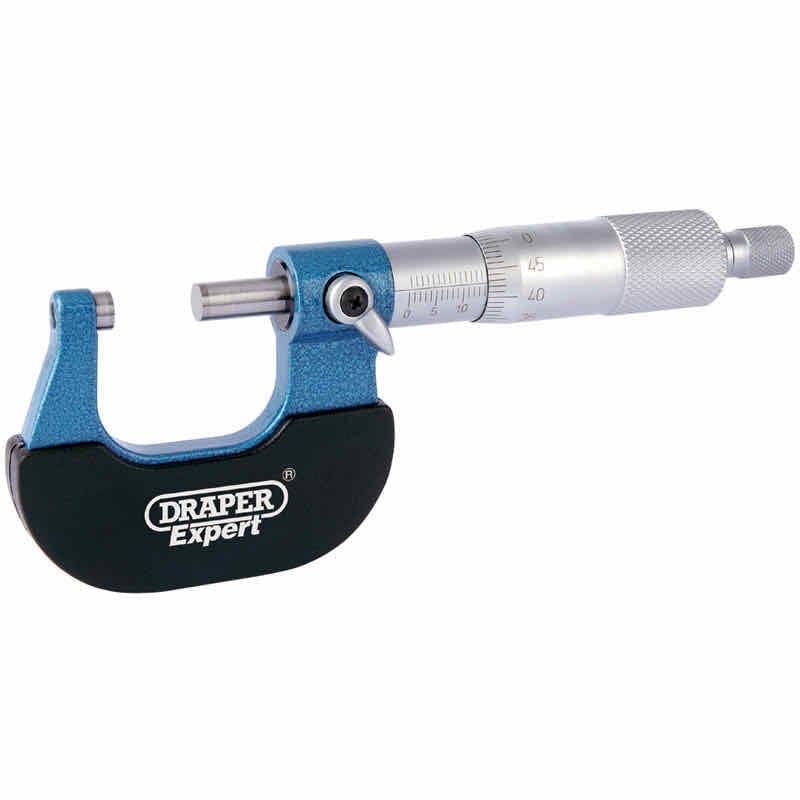 Micrometer 0–25 mm – 0,01 mm schaal, ratchet stop + lock (Draper-Draper Tools-MZS Gereedschap