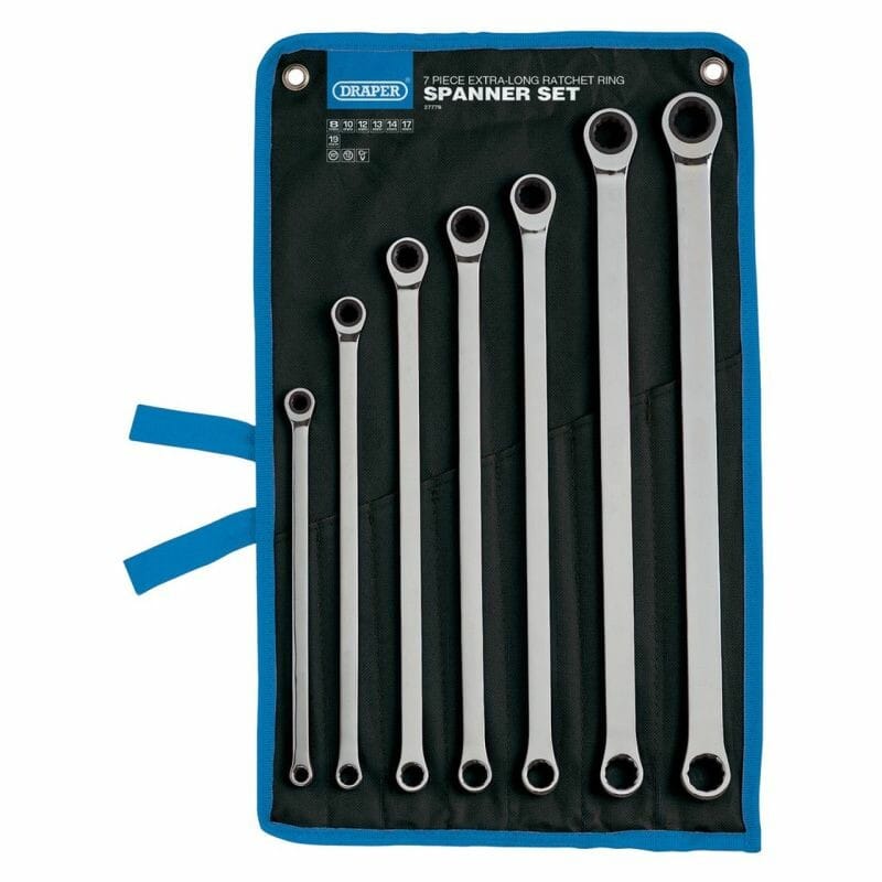 Ring - ringratelsleutelset, extra lang, 7dlgDraper ToolsMZS Gereedschap