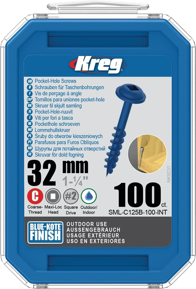 Kreg PH schroeven 32, blauw gecoat Maxi-Loc, grof schroefdraad, 100 stuk