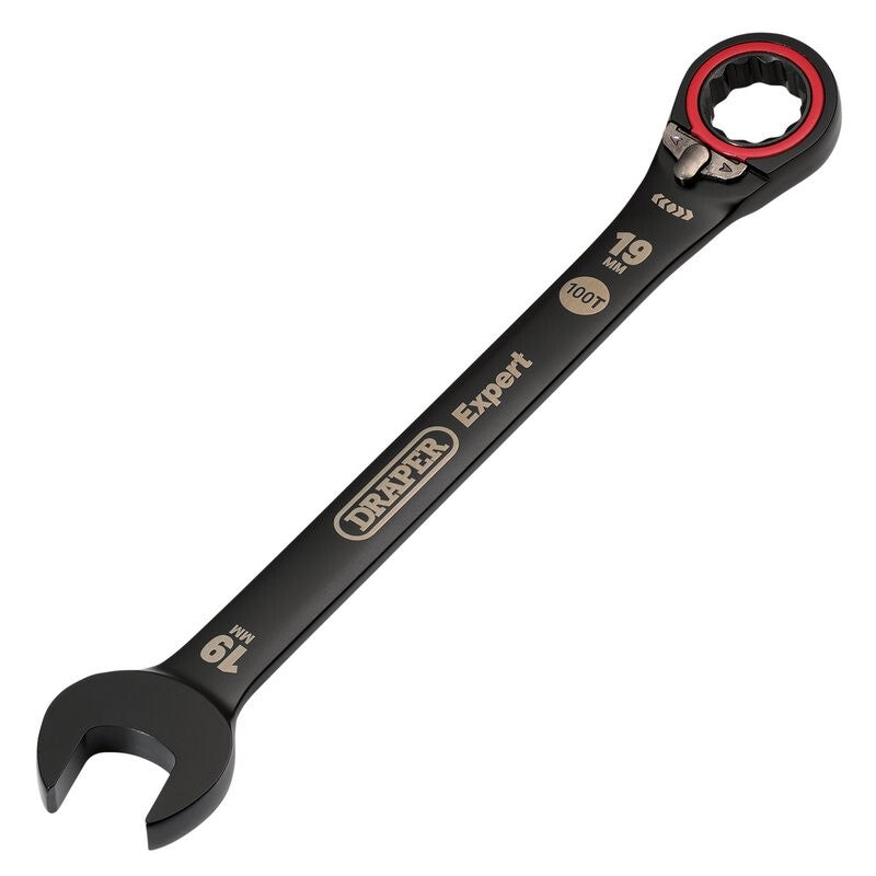 Steekringratelsleutel L/R, 19mm, zwart