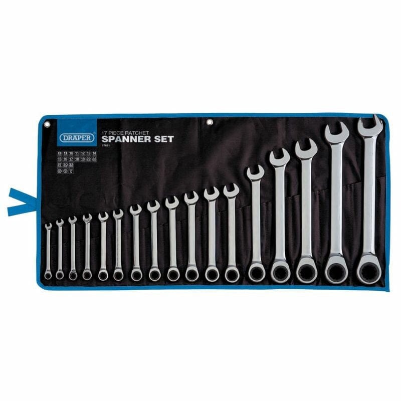 Steekringratelsleutelset 17-delig (8–32 mm) | Draper Tools-Draper Tools-MZS Gereedschap