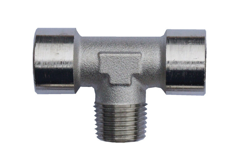 T-stuk 1/4", 1x buitendraad en 2x binnendraad