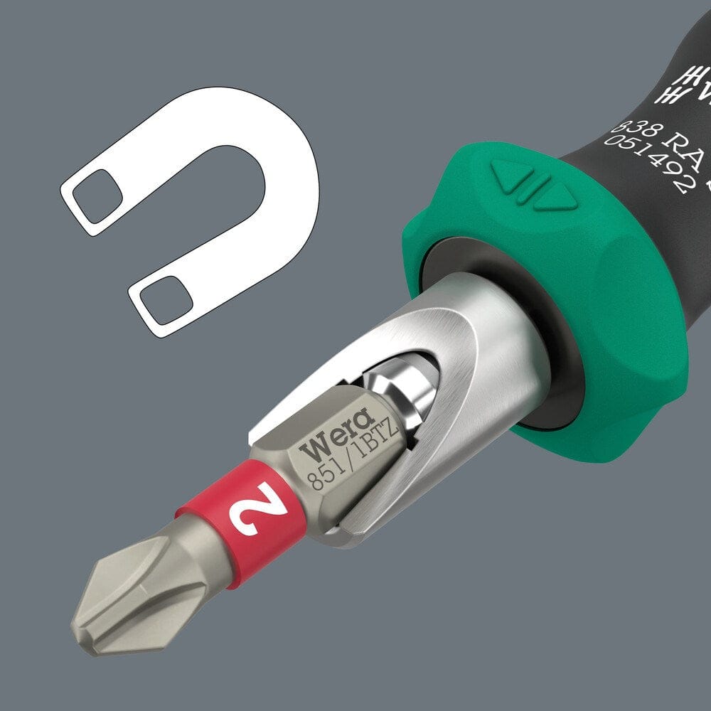 838 RA S bithandhouder met ratelfunctie, 1/4"-7