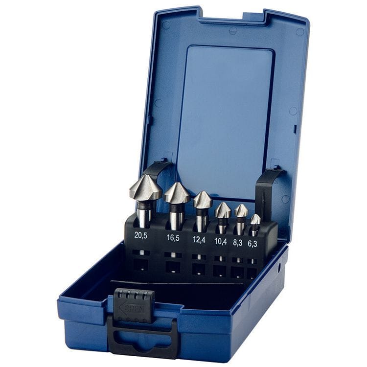 Verzinkfrezenset RVS, 6,3 - 20,5mm, 6dlgDeltachMZS Gereedschap