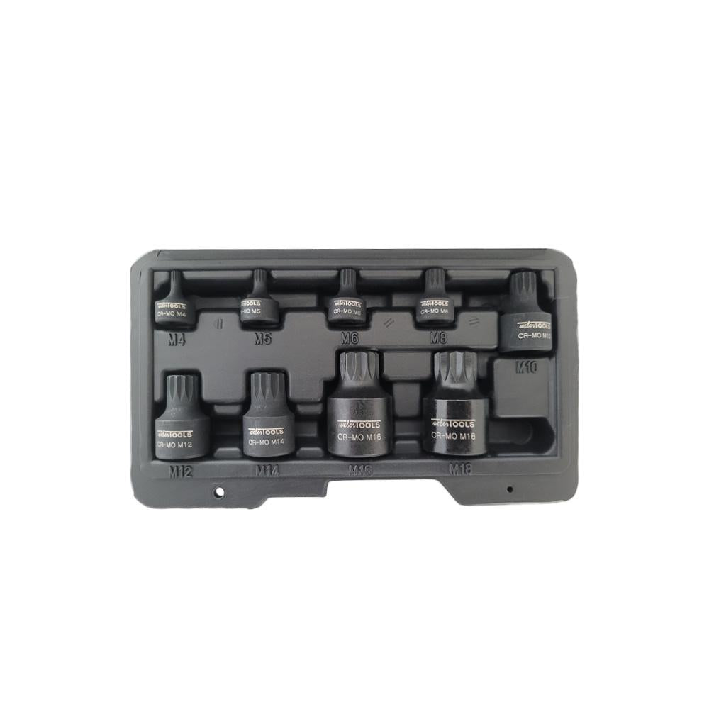 Stubby Spline Bit Kracht Doppenset Spline 9-delig
