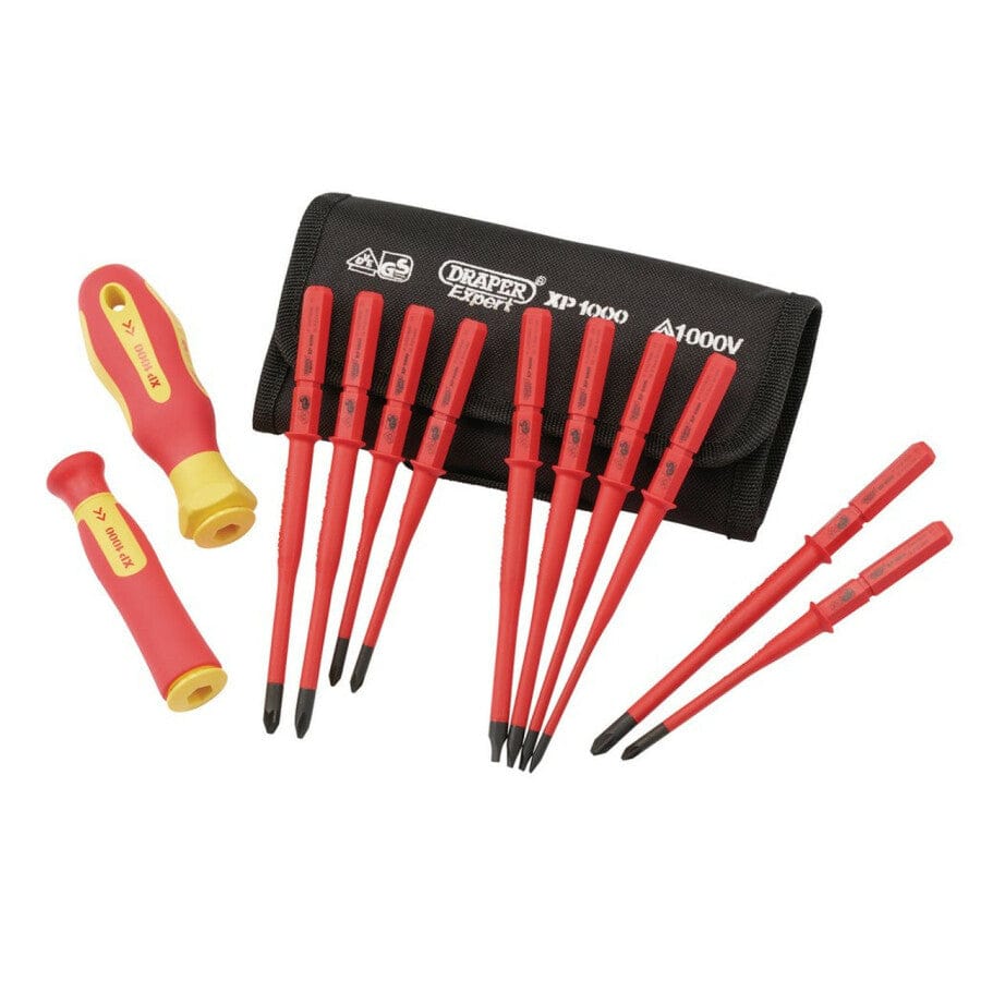 XP1000 Schroevendraaierset, verwisselbare klingen, VDE Slimline, 12dlgDraper ToolsMZS Gereedschap