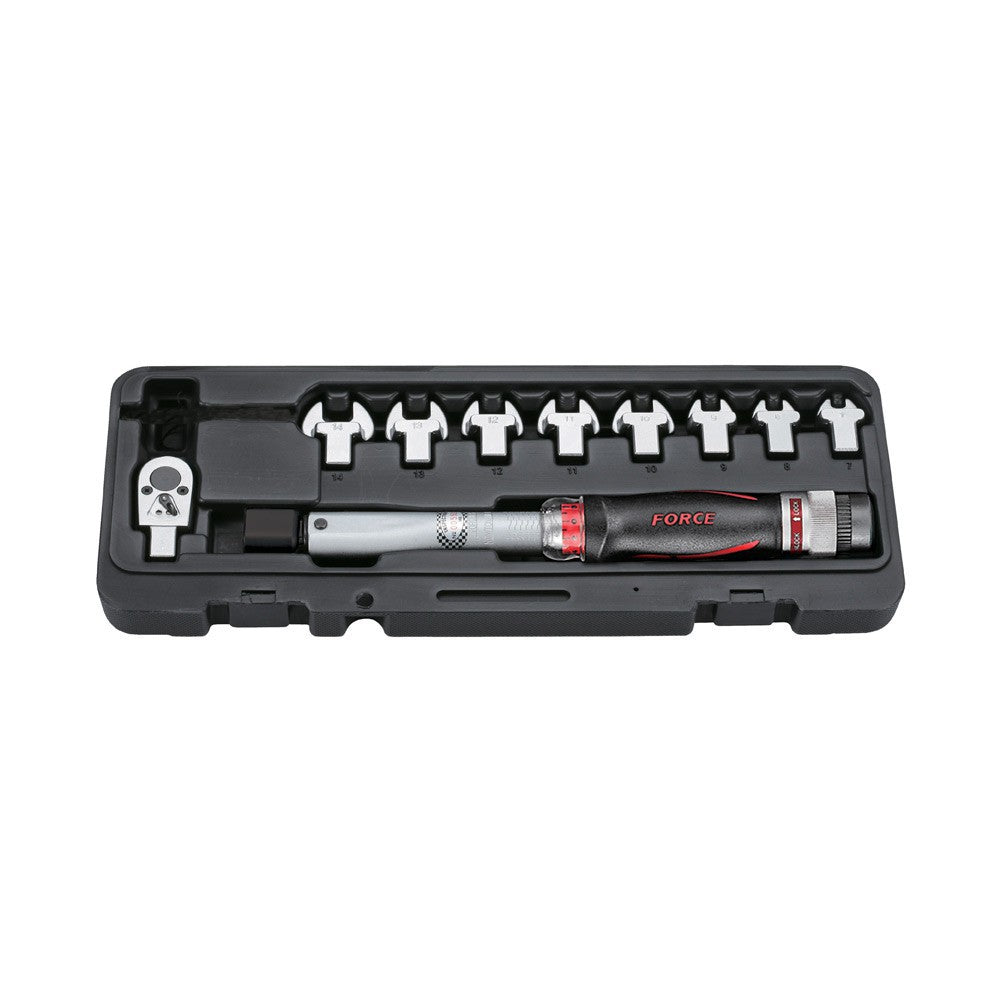 11pc Head-interchageable torque wrench & spanner set