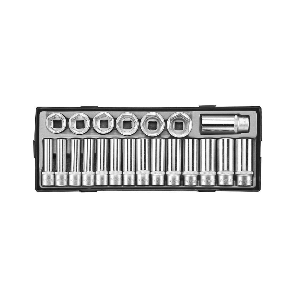 1/2" Doppenset 21 delig 6 Kant (normaal en diep)