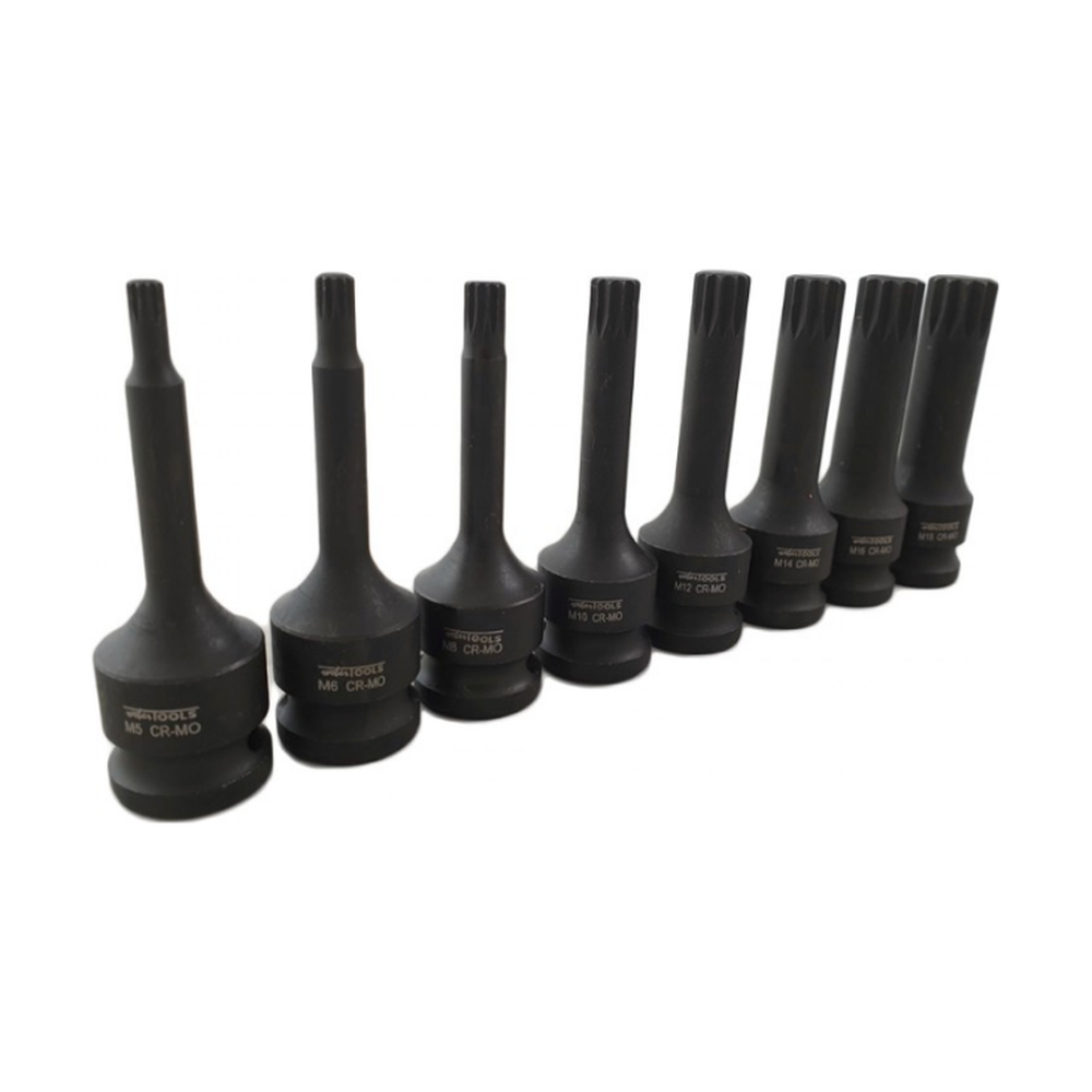 1/2'' Krachtdoppen set spline 8-delig