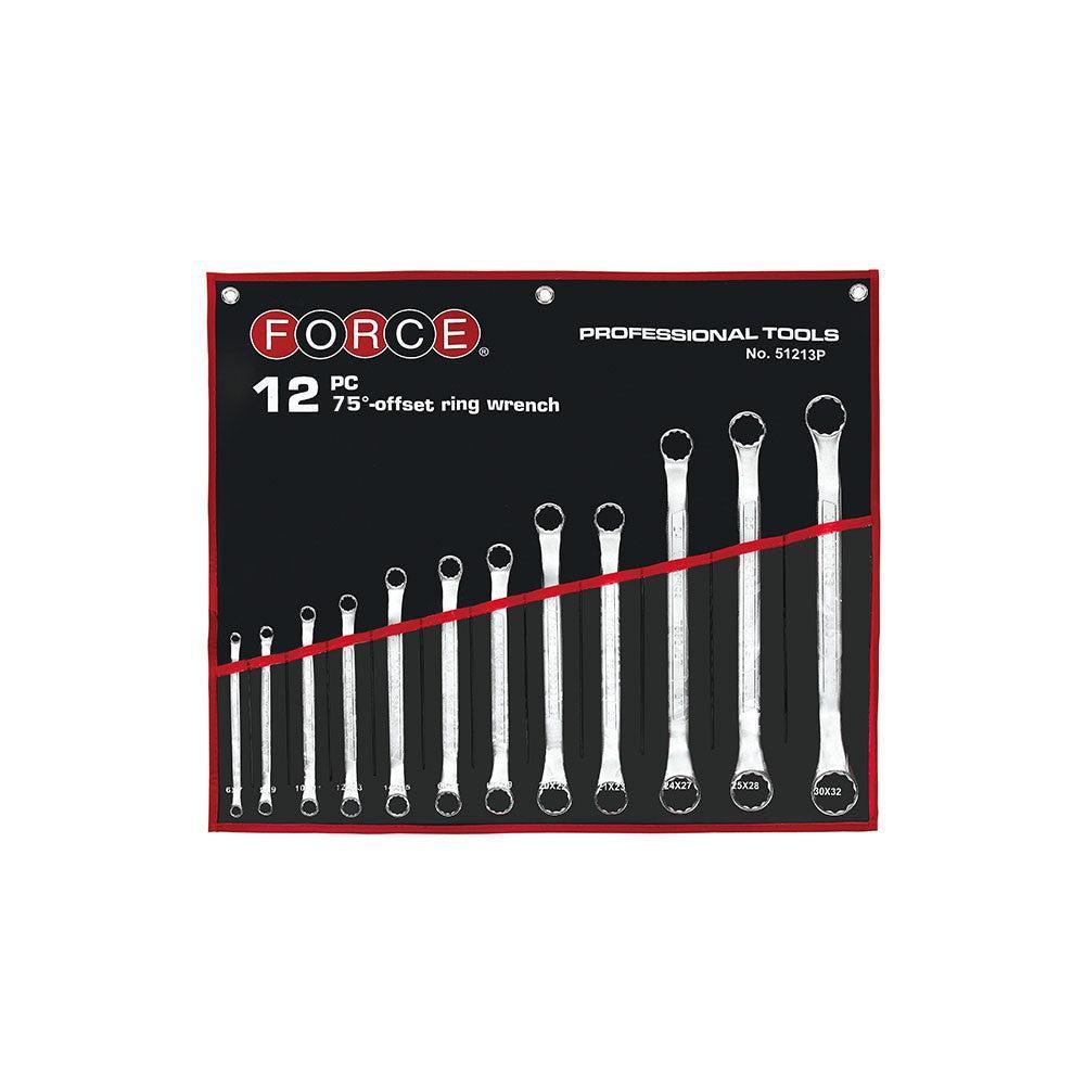 12pc 75° offset ring wrench set (in pouch bag)