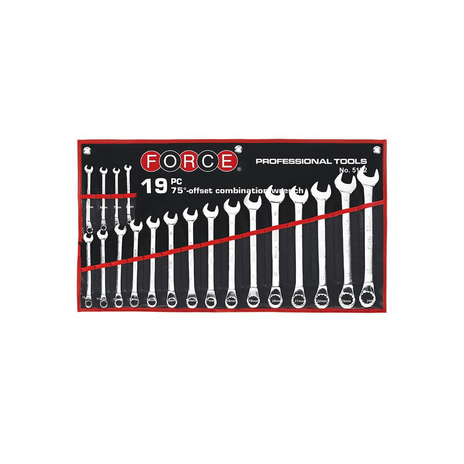19pc 75° Offset combination wrench set