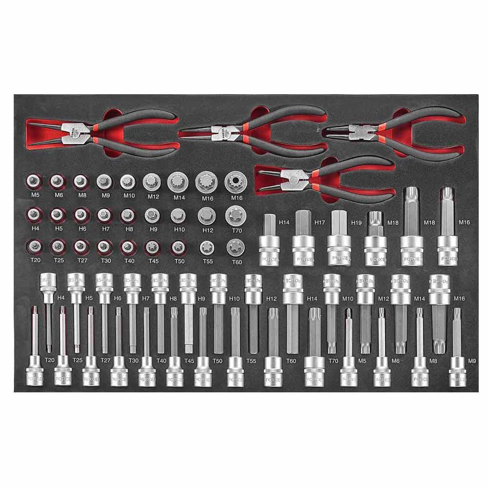 64pc 1/2"DR. Socket bit & snap ring pliers set (EVA)