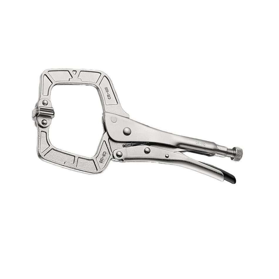 Locking C clamp with easy release & swivel pad 11"