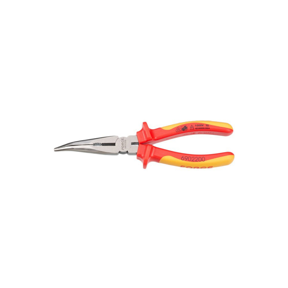 Insulated bent nose pliers 8"