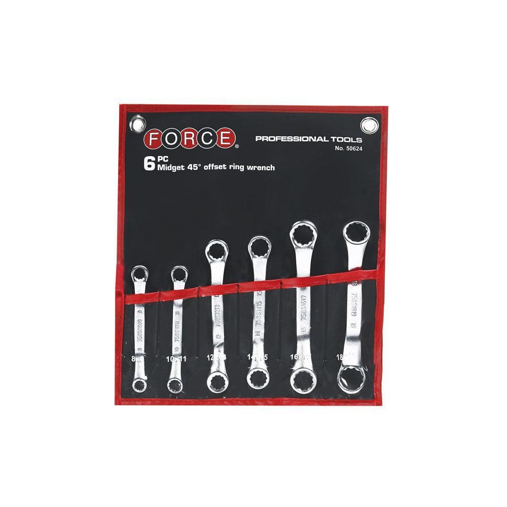 6pc Midget 45° offset ring wrench set