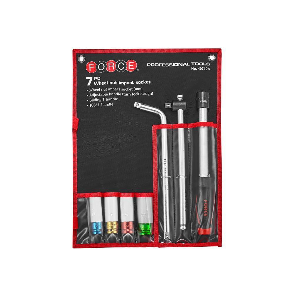 7pc Wheel nut impact socket set (pouch bag)