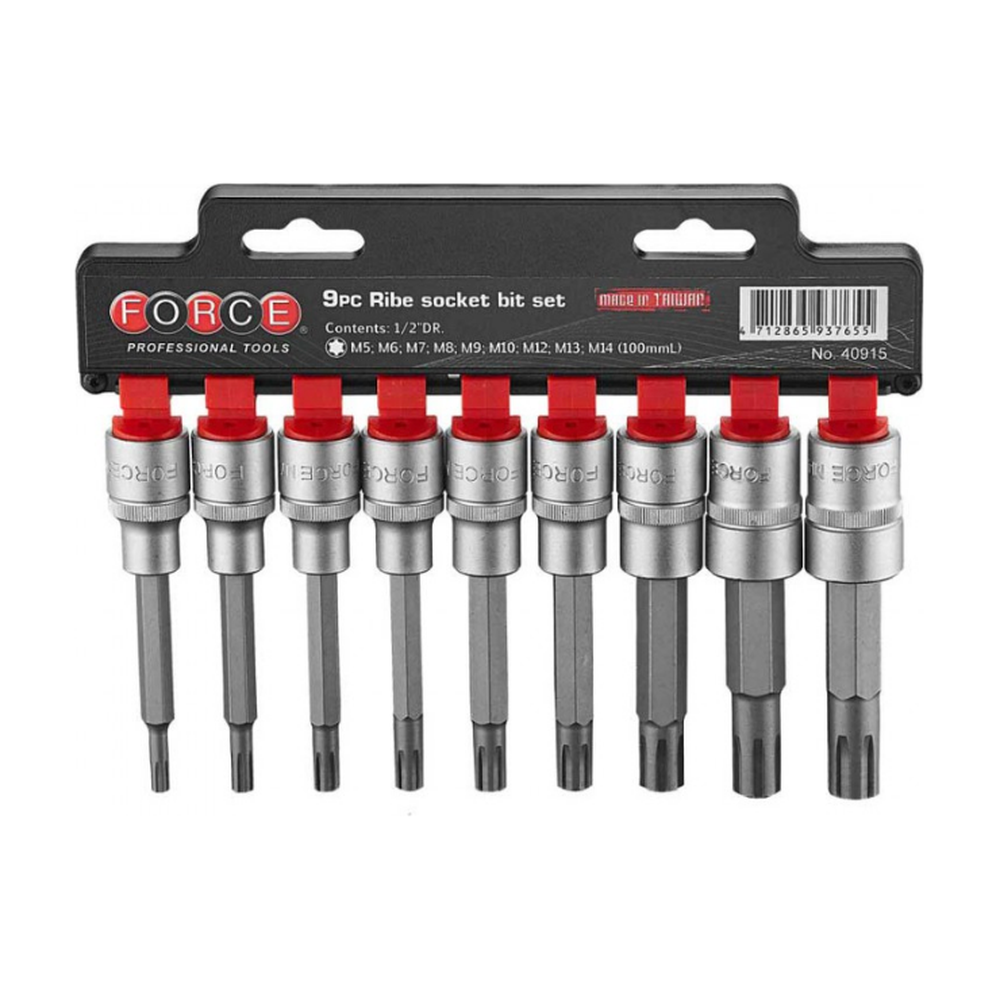 9pc 1/2"DR. Ribe socket bit set (100mmL)