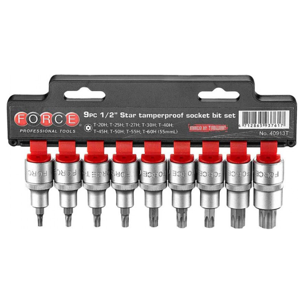 9pc 1/2"DR. Star tamperproof socket bit set