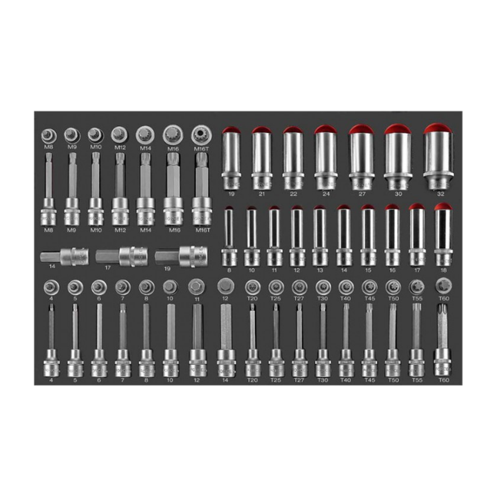 Black 8-drawer trolley with 370pc tools (EVA)