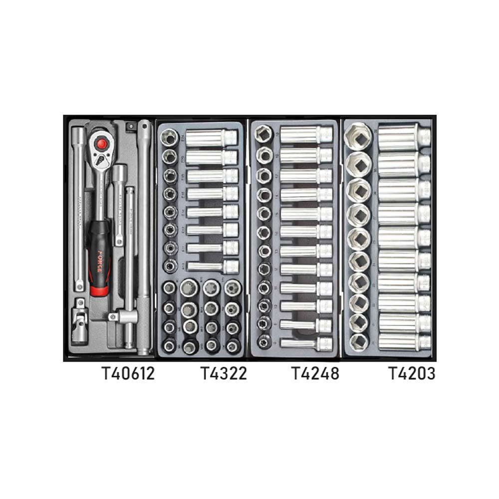 Blauwe Gereedschapswagen 8-lades met 376-delig gereedschap