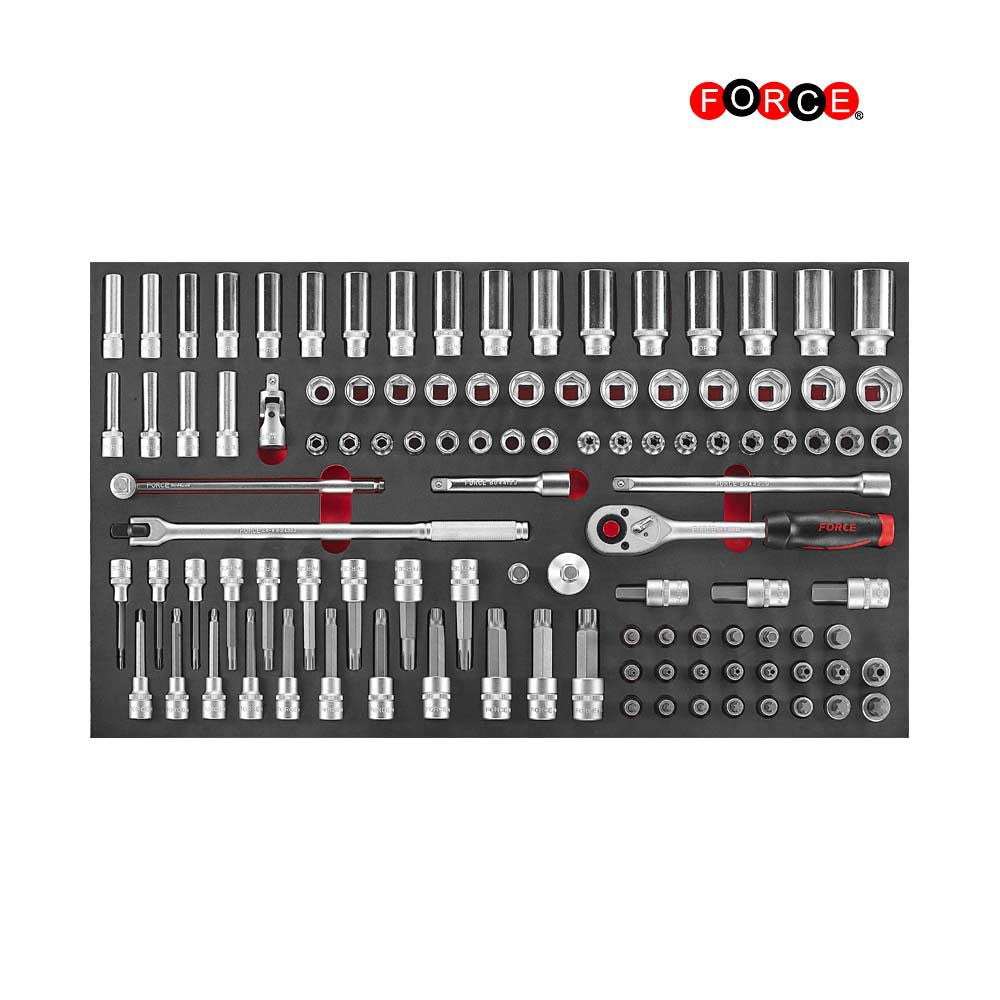 Blauwe jumbo Gereedschapswagen met 8 lades en 607-delig gereedschap (EVA)