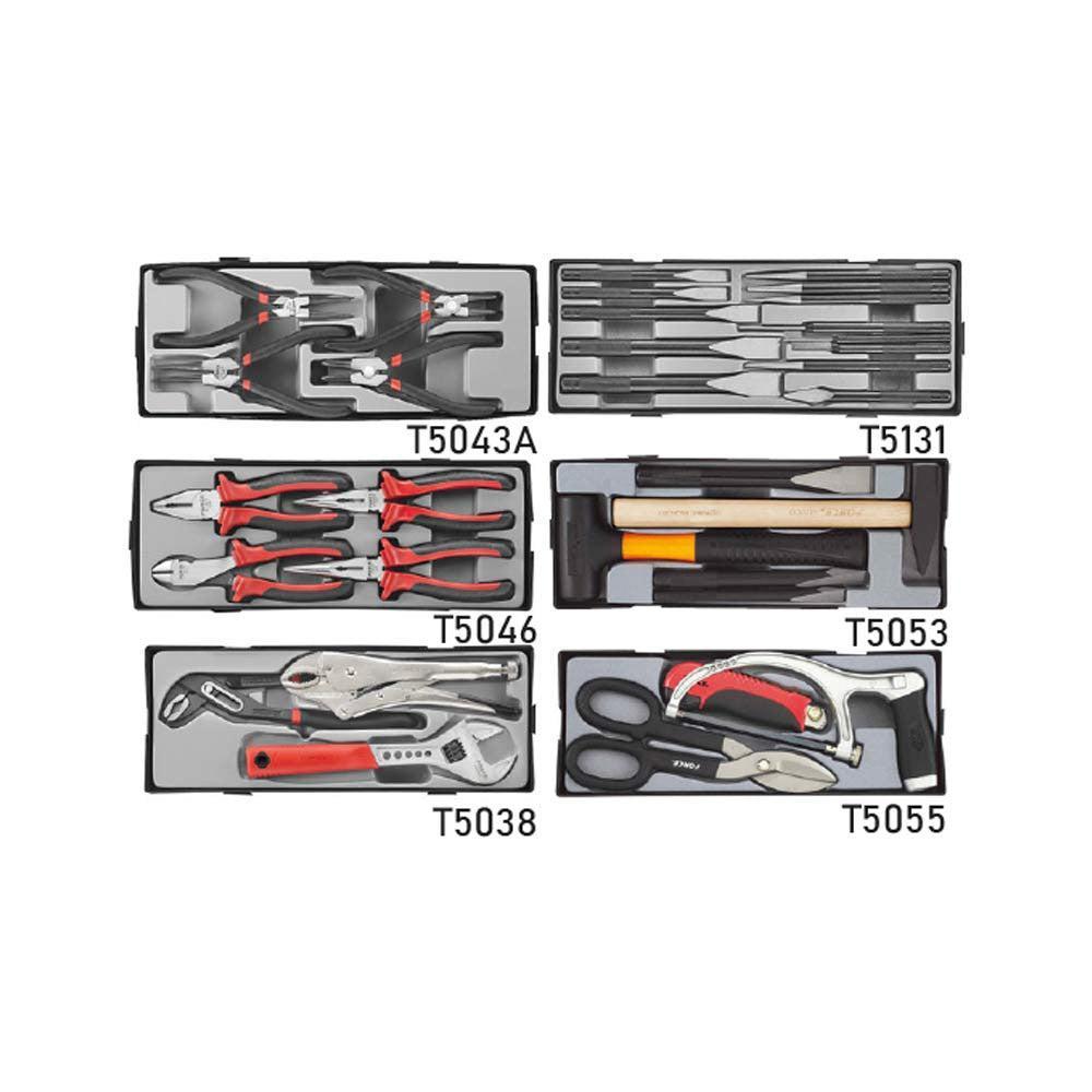 Blauwe jumbo Gereedschapswagen met 8 lades en gereedschap van 437 stuks