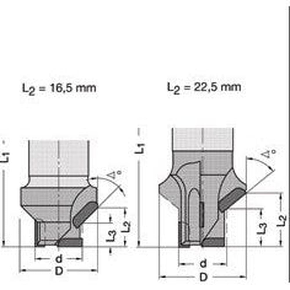Diamant Kanten- en Fasefrezen (DIANORM) DP Z=1+1 16100 met DP-inboormes