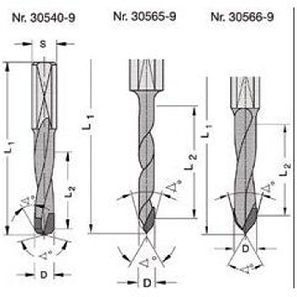Diamant drevelboren met spanvlak DP 30540 / 30565 / 30566