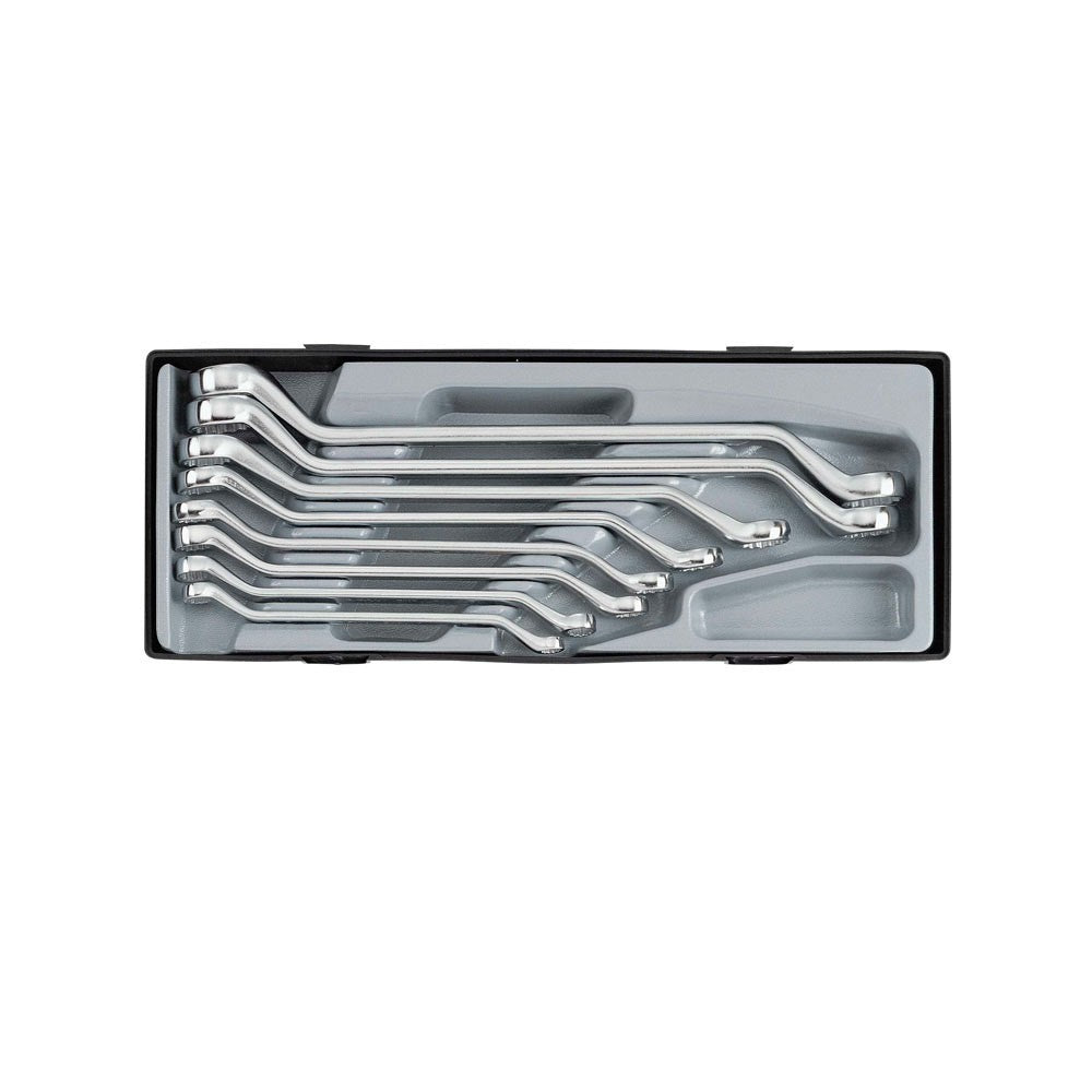 Dubbele ringsleutelset 8 delig (45° gebogen)