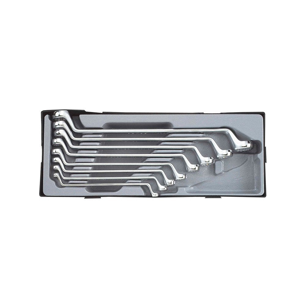 Dubbele ringsleutelset SAE 8 delig (75° gebogen)