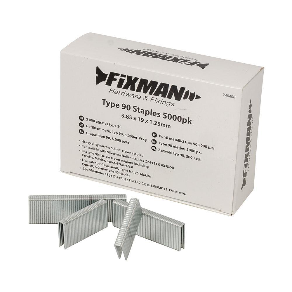 Fixman - Type 90 nietjes, 5000 pk. 5,80 x 19 x 1,25 mm