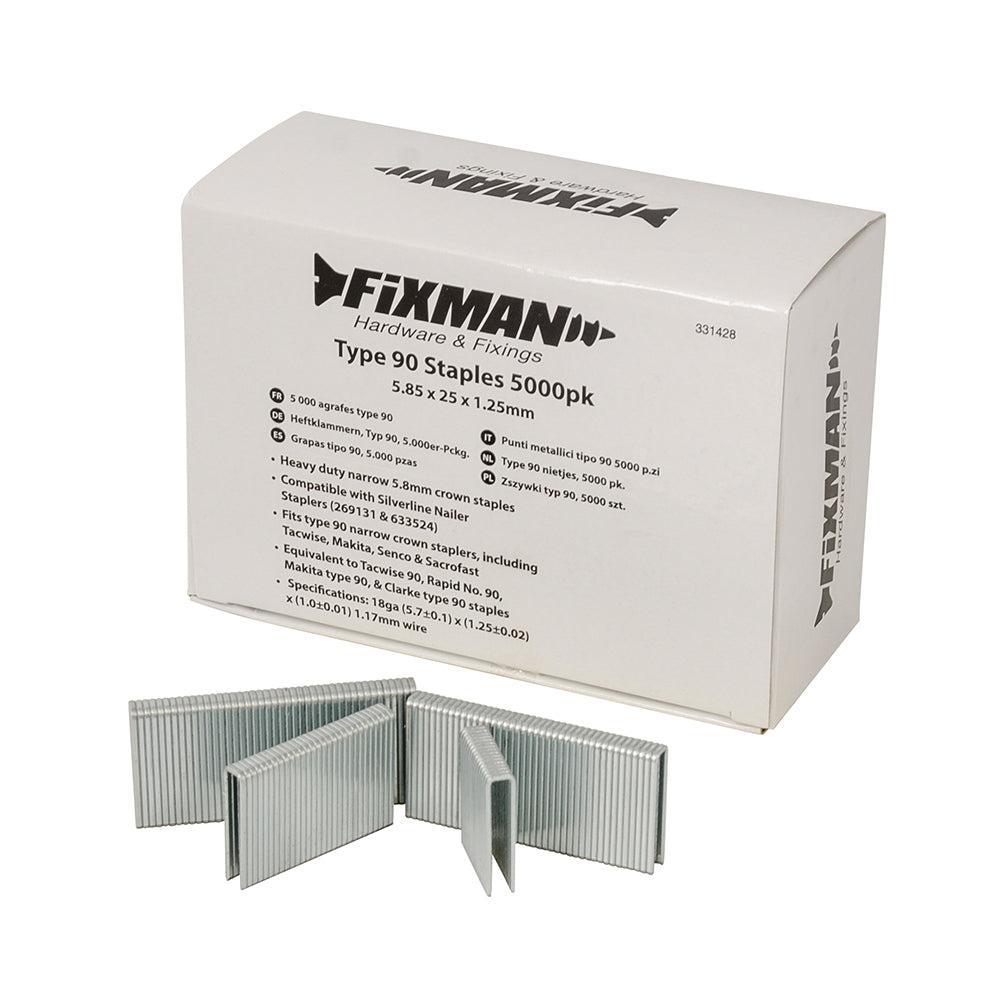 Fixman - Type 90 nietjes, 5000 pk. 5,80 x 25 x 1,25 mm