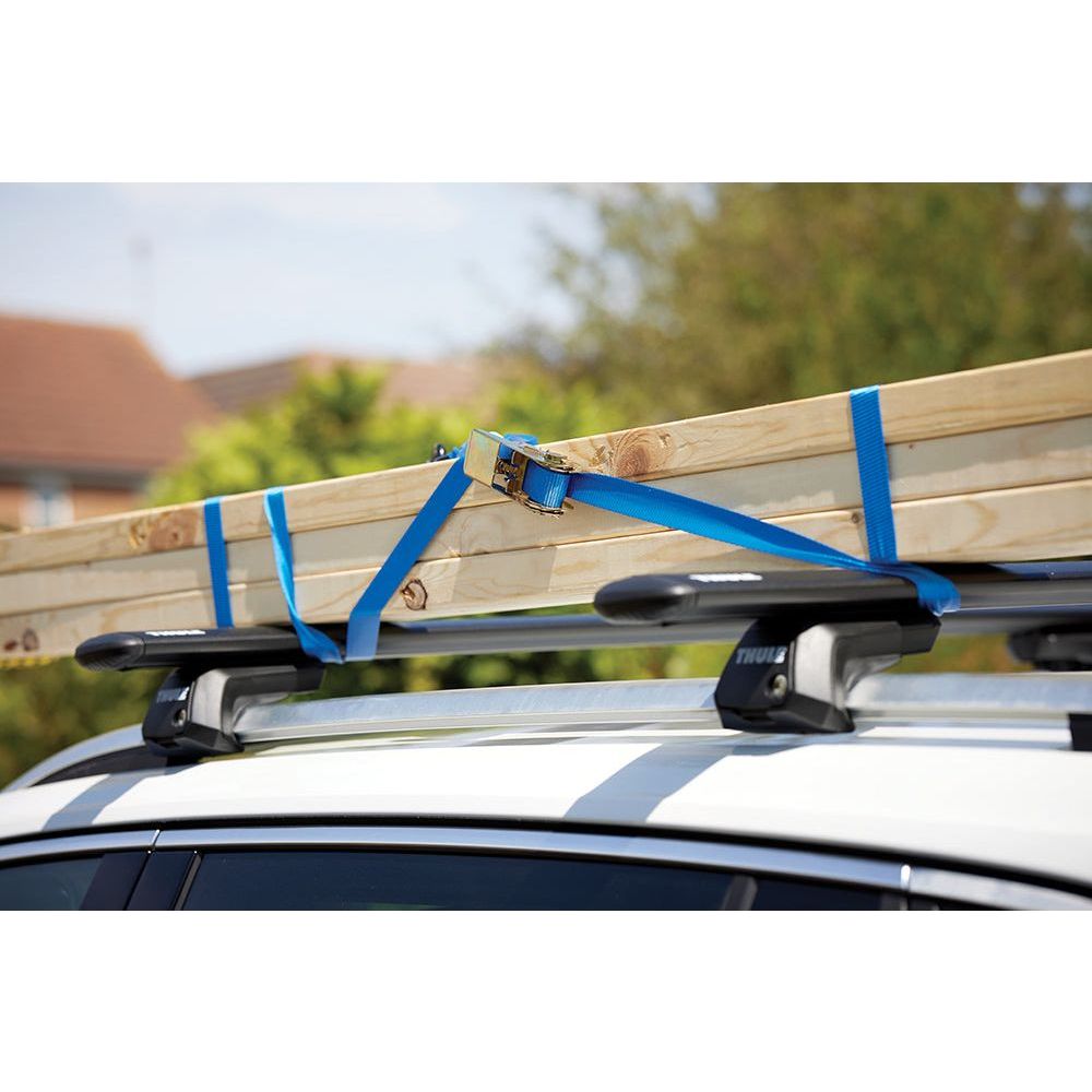 Silverline - S-haak ratel sjorbanden set, 4 pk. 4 m x 25 mm, vermogen 350 kg, sjorkracht 700 kg