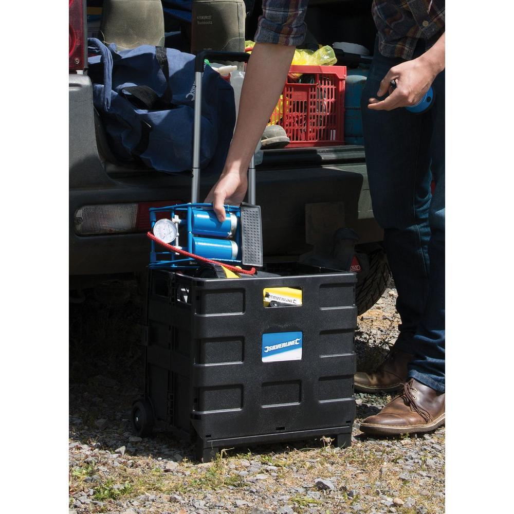 Silverline - Inklapbare trolley met krat 25 kg