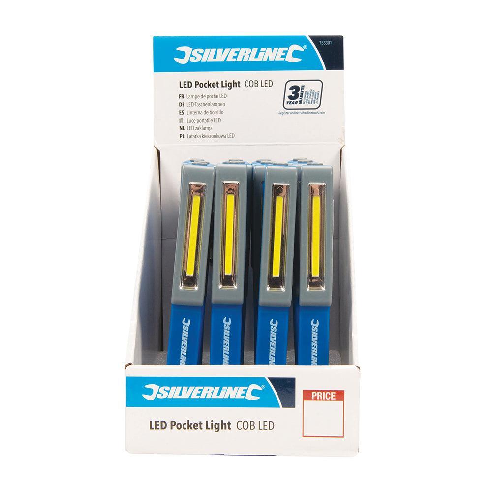 Silverline - COB LED zaklamp, display doos 12 pk.