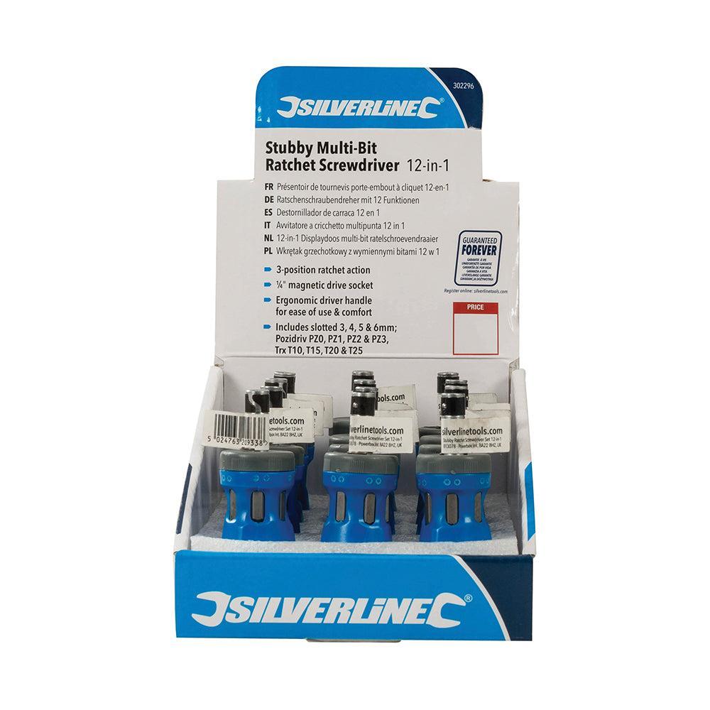 Silverline - 12-in-1 Displaydoos multi-bit ratelschroevendraaier 12 pk.
