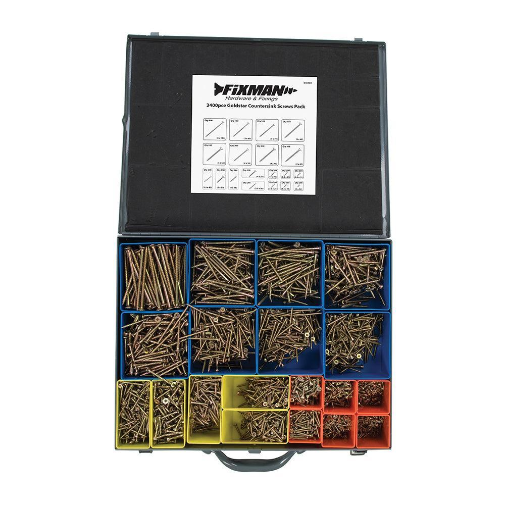 Fixman - Goldstar verzinkschroeven assortiment 3400-delig