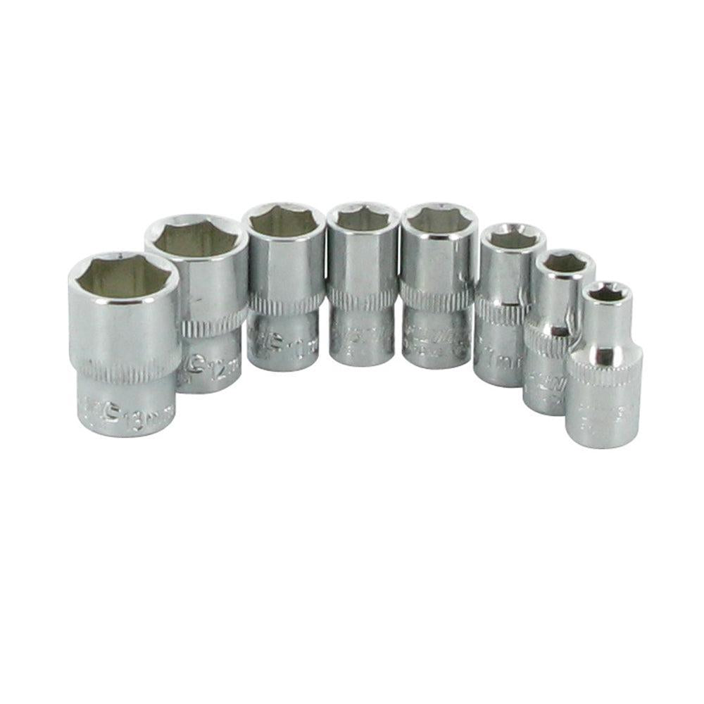 Silverline - Zeskantige 1/4" metrische doppenset, 8-delig 5 - 13 mm