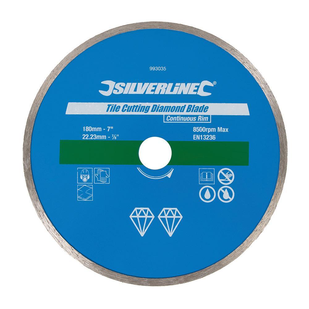 Silverline - Diamant tegel snijschijf 180 x 22,23 mm, gesloten velg
