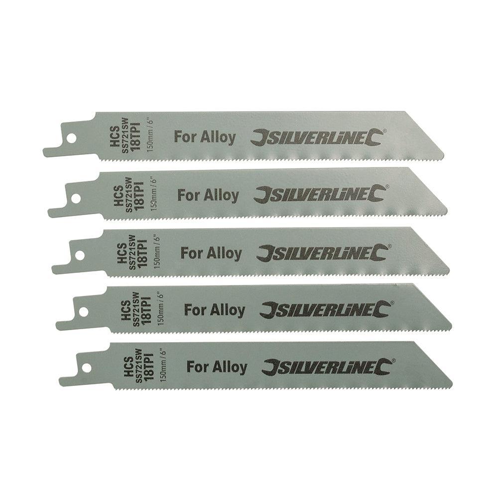 Silverline - Reciprozaagblad voor legering, 5 pk. HCS, 18 tpi, 150 mm
