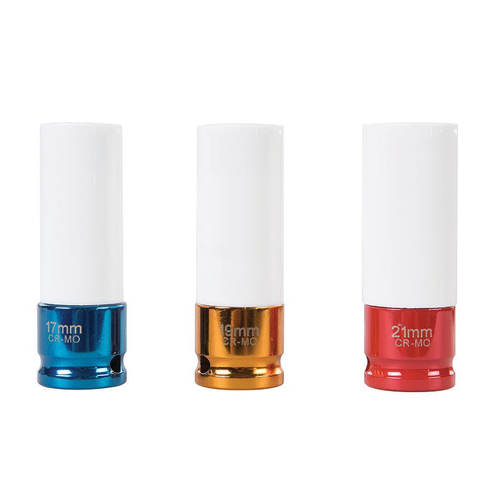 Silverline - Slagmoerdoppenset, 3 pk. 1/2" / 17, 19 en 21 mm