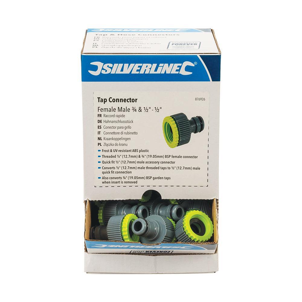 Silverline - Kraankoppelingen 1/2" en 3/4" - 1/2" displaydoos, 30 st.