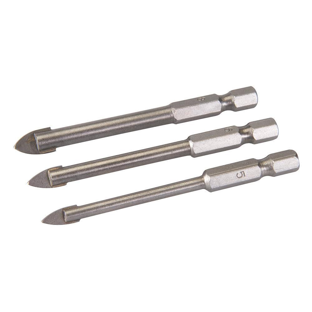Silverline - 3-delige tegel en glassnijder set, zeskant aansluiting 5, 6 en 8 mm