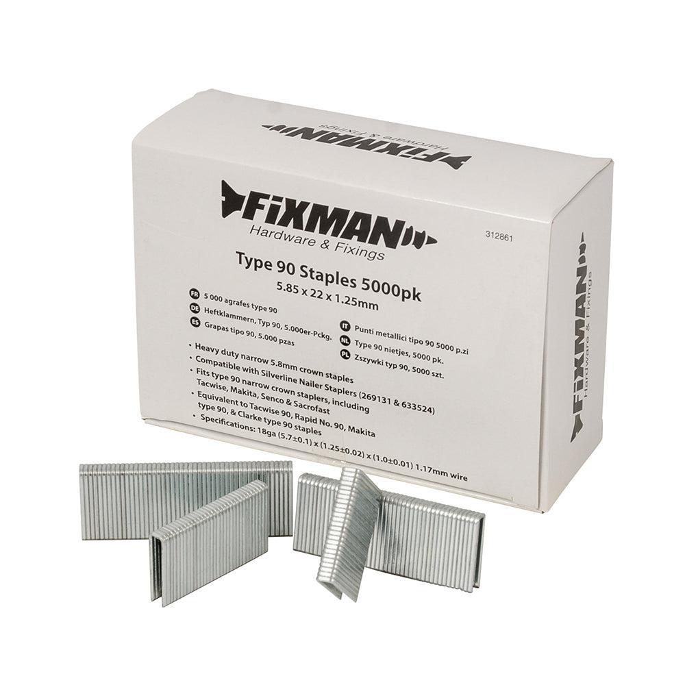 Fixman - Type 90 nietjes, 5000 pk. 5,80 x 22 x 1,25 mm