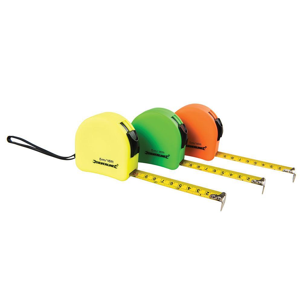 Silverline - Felgekleurde ergonomische rolmaat, displaydoos 21 st., 5 m / 16 ft x 19 mm